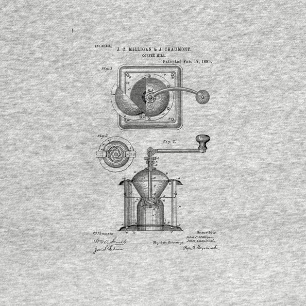 Coffee mill patent drawing by skstring